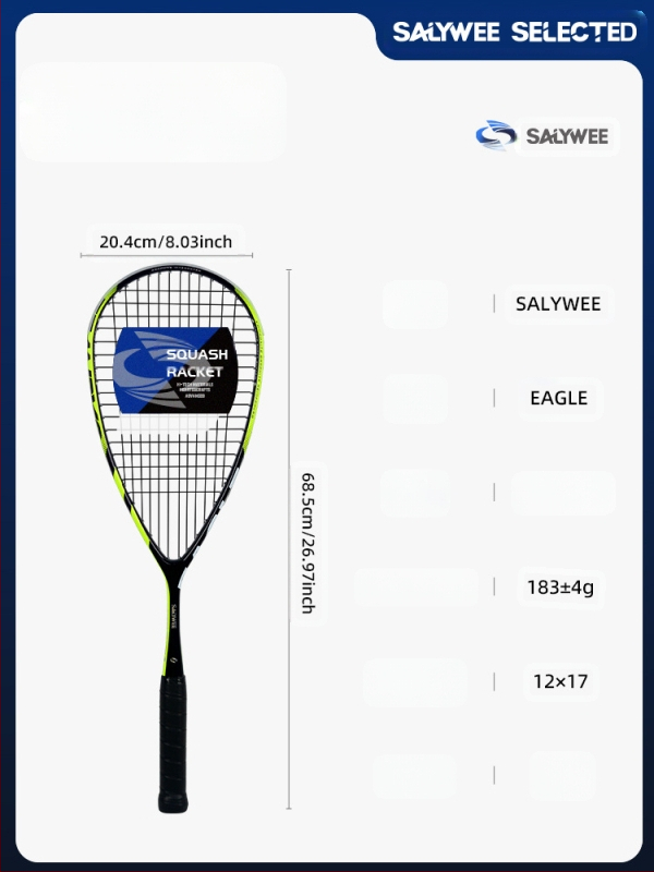 Salywee skvoša rakete Red Eagle oglekļa kompozīta viengabala profesionāla treniņu rakete Eiropas un Amerikas sporta veidiem, īpaši viegla, 185±5g