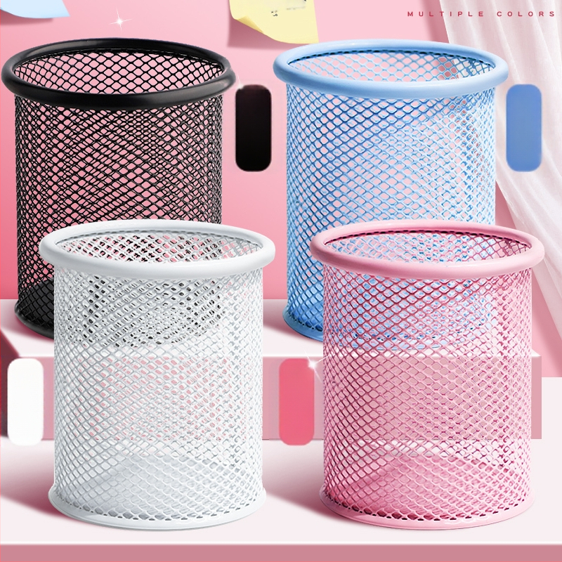 Metāla pildspalvu kasetnes biroja darbvirsmas studentu pildspalvu kasetņu uzglabāšanas kaste ar lielu ietilpību dzelzs tīklu, vienkārša zīmuļu kaste bērniem zēniem