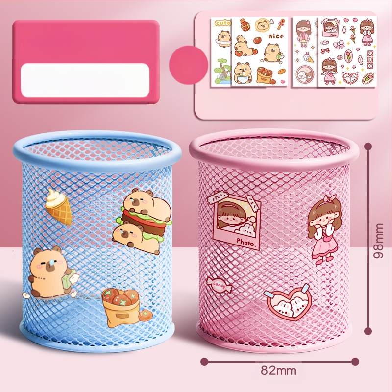 Metāla pildspalvu kasetnes biroja darbvirsmas studentu pildspalvu kasetņu uzglabāšanas kaste ar lielu ietilpību dzelzs tīklu, vienkārša zīmuļu kaste bērniem zēniem