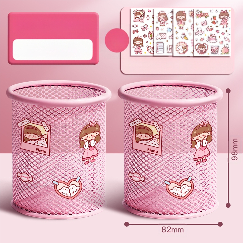 Metāla pildspalvu kasetnes biroja darbvirsmas studentu pildspalvu kasetņu uzglabāšanas kaste ar lielu ietilpību dzelzs tīklu, vienkārša zīmuļu kaste bērniem zēniem