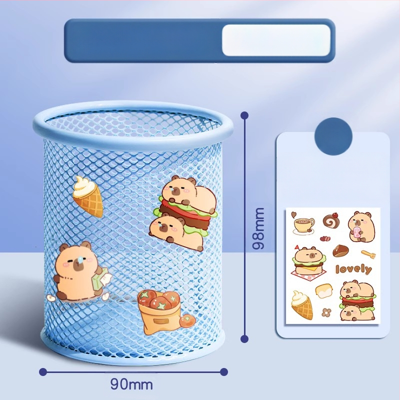 Metāla pildspalvu kasetnes biroja darbvirsmas studentu pildspalvu kasetņu uzglabāšanas kaste ar lielu ietilpību dzelzs tīklu, vienkārša zīmuļu kaste bērniem zēniem