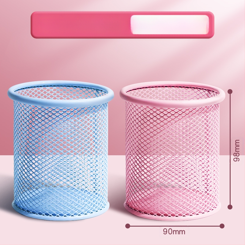 Metāla pildspalvu kasetnes biroja darbvirsmas studentu pildspalvu kasetņu uzglabāšanas kaste ar lielu ietilpību dzelzs tīklu, vienkārša zīmuļu kaste bērniem zēniem