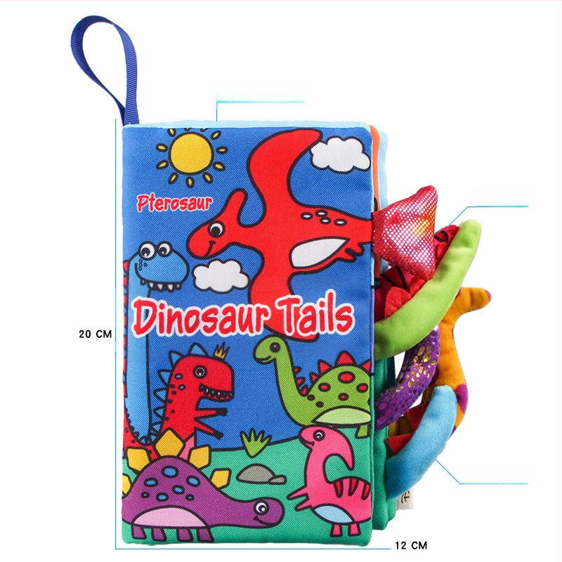 AIPINQI nauja animacinių filmukų gyvūnų uodegos medžiaginė knyga su skambančiu popieriumi, vaikiška žaislinė, atspari ašaroms, kūdikių medžiaginė knyga