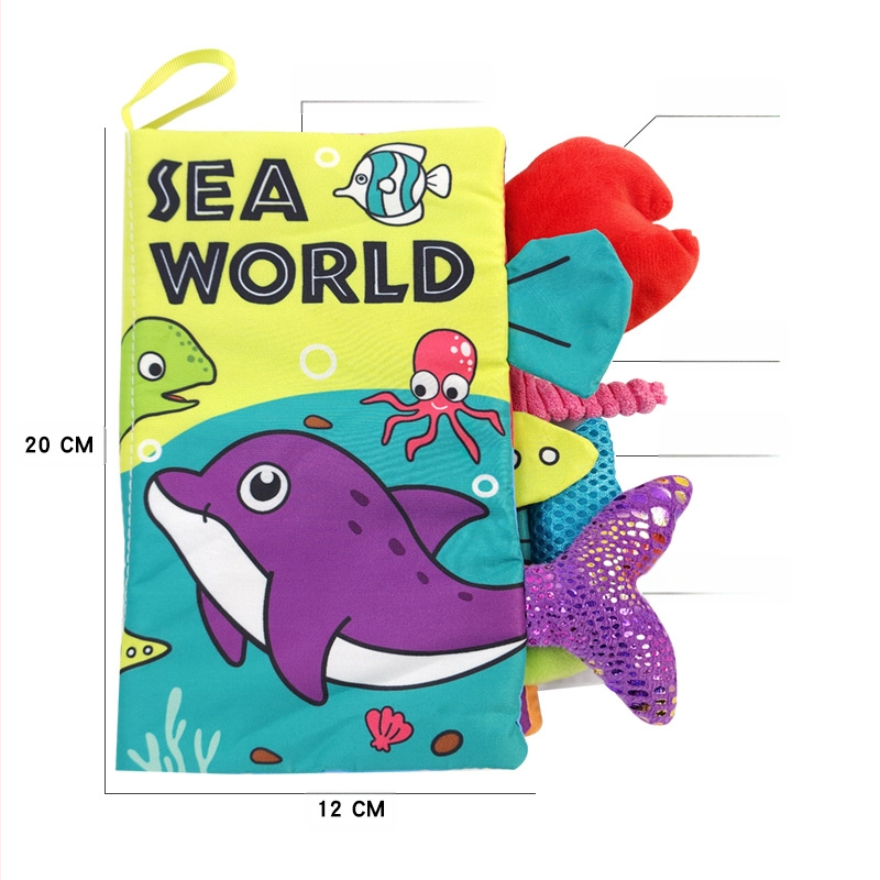 AIPINQI nauja animacinių filmukų gyvūnų uodegos medžiaginė knyga su skambančiu popieriumi, vaikiška žaislinė, atspari ašaroms, kūdikių medžiaginė knyga