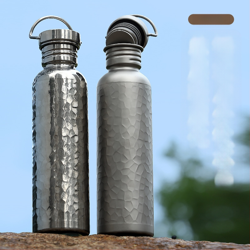 Gryno titano sportinis dviračių virdulys, lauko sportinis virdulys, kelioninis nešiojamas vandens puodelis, lengvas stovyklavimo virdulys, plaktuko formos virdulys