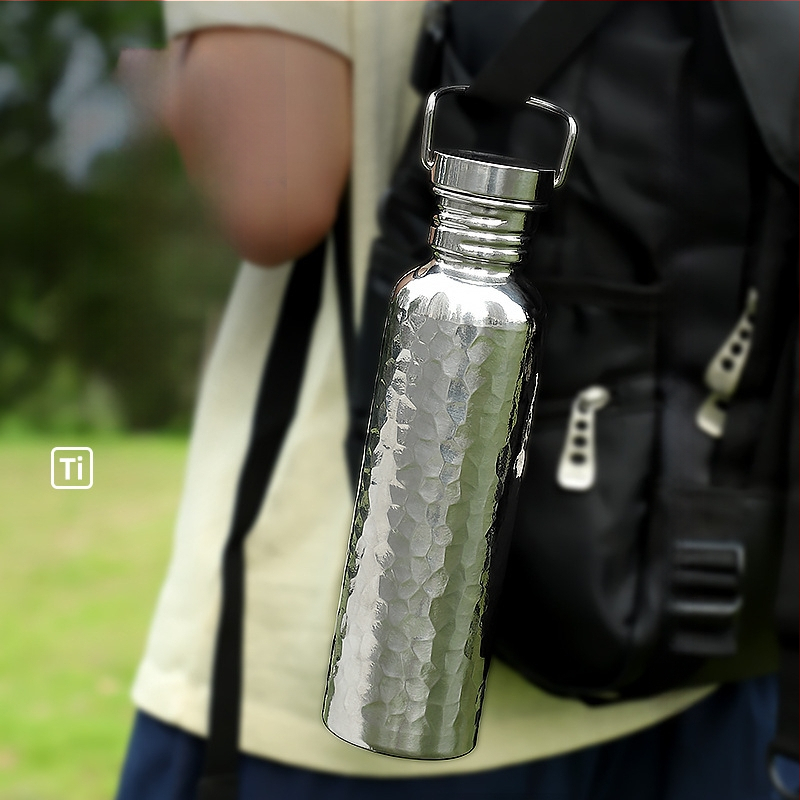 Gryno titano sportinis dviračių virdulys, lauko sportinis virdulys, kelioninis nešiojamas vandens puodelis, lengvas stovyklavimo virdulys, plaktuko formos virdulys