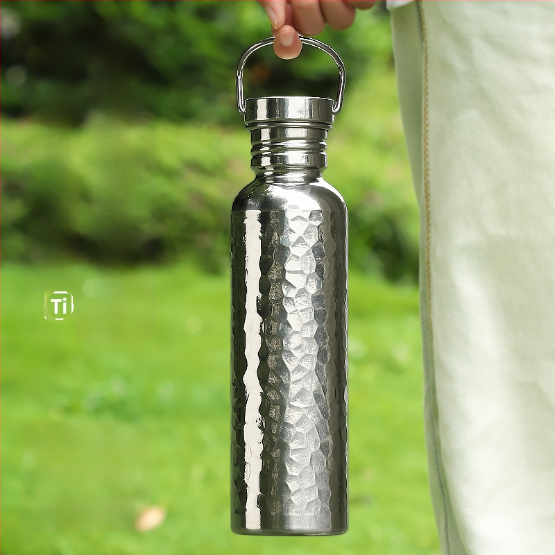 Gryno titano sportinis dviračių virdulys, lauko sportinis virdulys, kelioninis nešiojamas vandens puodelis, lengvas stovyklavimo virdulys, plaktuko formos virdulys