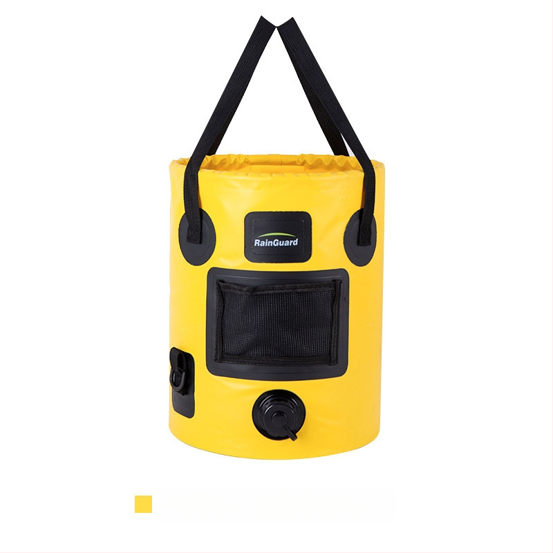 Sulankstomas kibiras, nešiojamas kibiras su vožtuvu, didelės talpos kempingo kibiras, apvalus rankinis kibiras su dangčiu, žvejybos kibiras