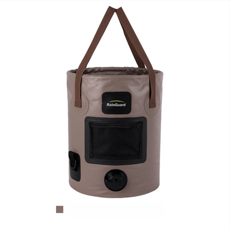 Sulankstomas kibiras, nešiojamas kibiras su vožtuvu, didelės talpos kempingo kibiras, apvalus rankinis kibiras su dangčiu, žvejybos kibiras