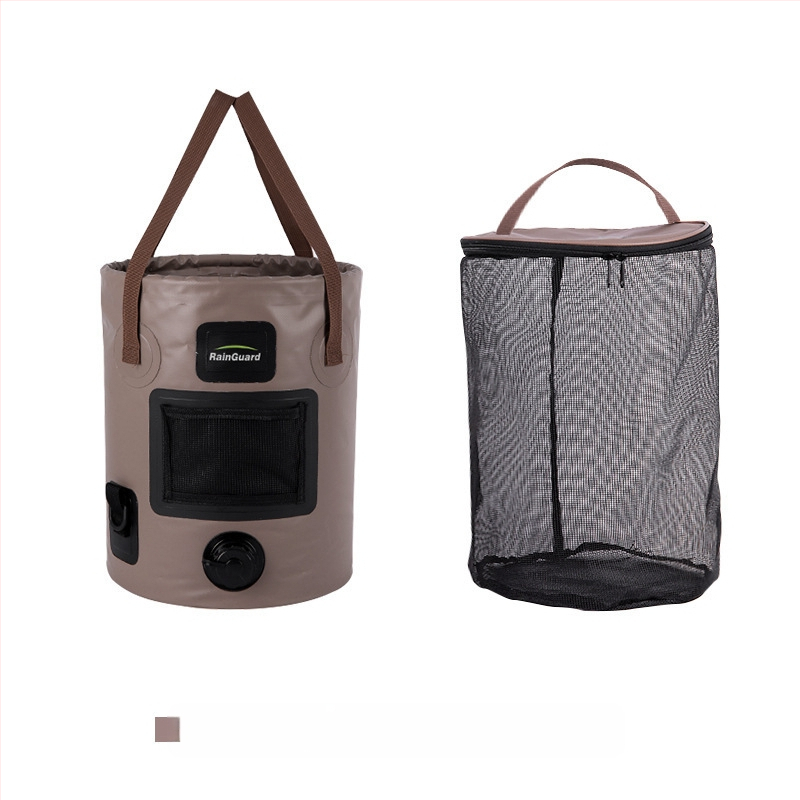 Găleată pliabilă în aer liber, găleată portabilă cu valvă, găleată rotundă portabilă de mare capacitate pentru camping, găleată de pescuit cu capac