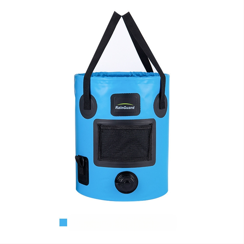 Sulankstomas kibiras, nešiojamas kibiras su vožtuvu, didelės talpos kempingo kibiras, apvalus rankinis kibiras su dangčiu, žvejybos kibiras