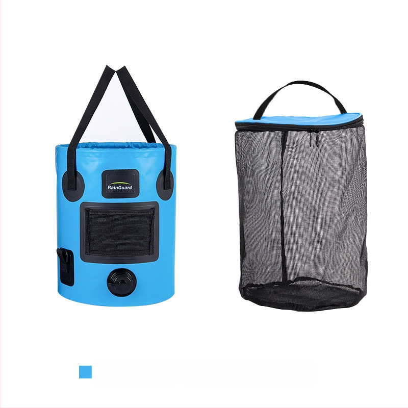 Găleată pliabilă în aer liber, găleată portabilă cu valvă, găleată rotundă portabilă de mare capacitate pentru camping, găleată de pescuit cu capac