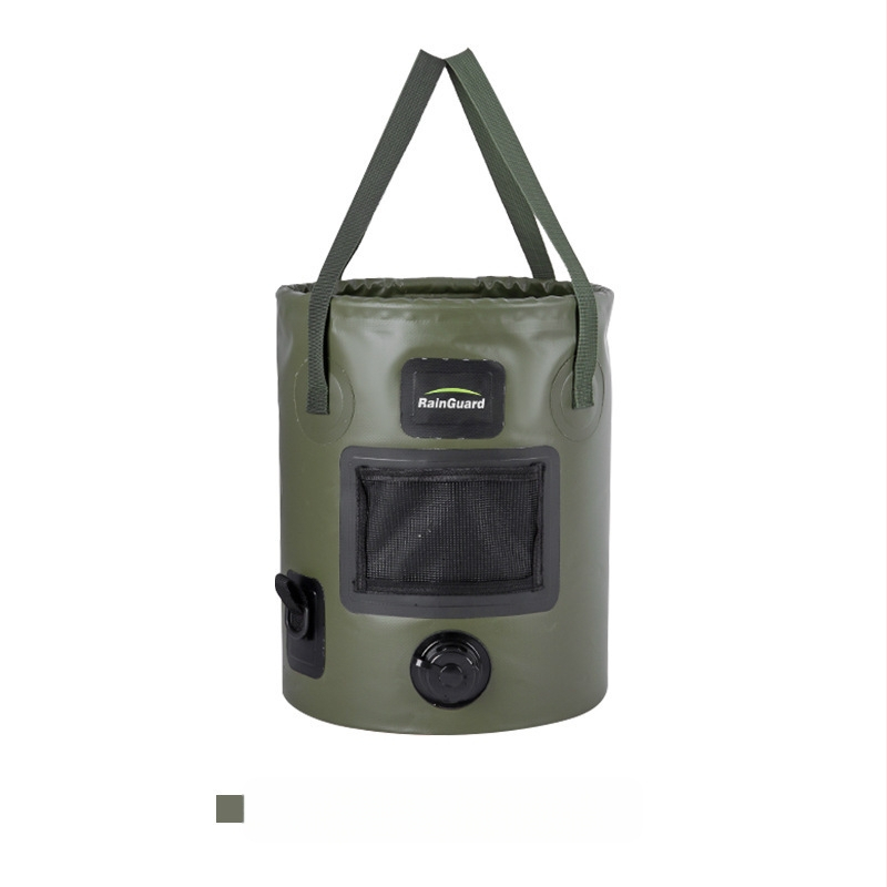 Sulankstomas kibiras, nešiojamas kibiras su vožtuvu, didelės talpos kempingo kibiras, apvalus rankinis kibiras su dangčiu, žvejybos kibiras