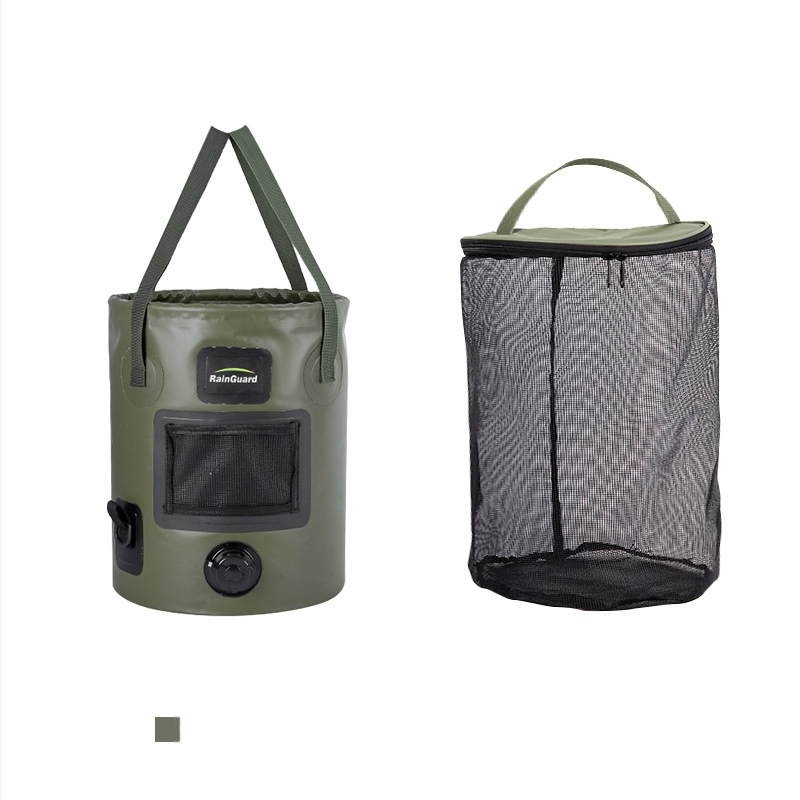 Găleată pliabilă în aer liber, găleată portabilă cu valvă, găleată rotundă portabilă de mare capacitate pentru camping, găleată de pescuit cu capac