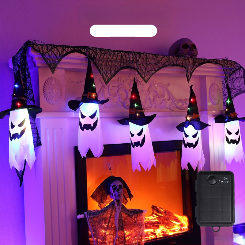 Tarpvalstybiniai „Amazon“ nauji Helovino LED dekoratyviniai šviestuvai, vaiduokliški pakabinami šviestuvai, vaiduokliški festivalio kambario atmosferos šviestuvai