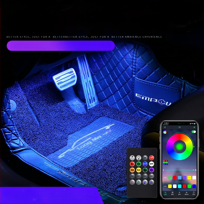 Auto esitule auto salongi modifikatsioonideta LED värviline gaasilamp auto USB-tallaga salongilamp muusikarütmilamp