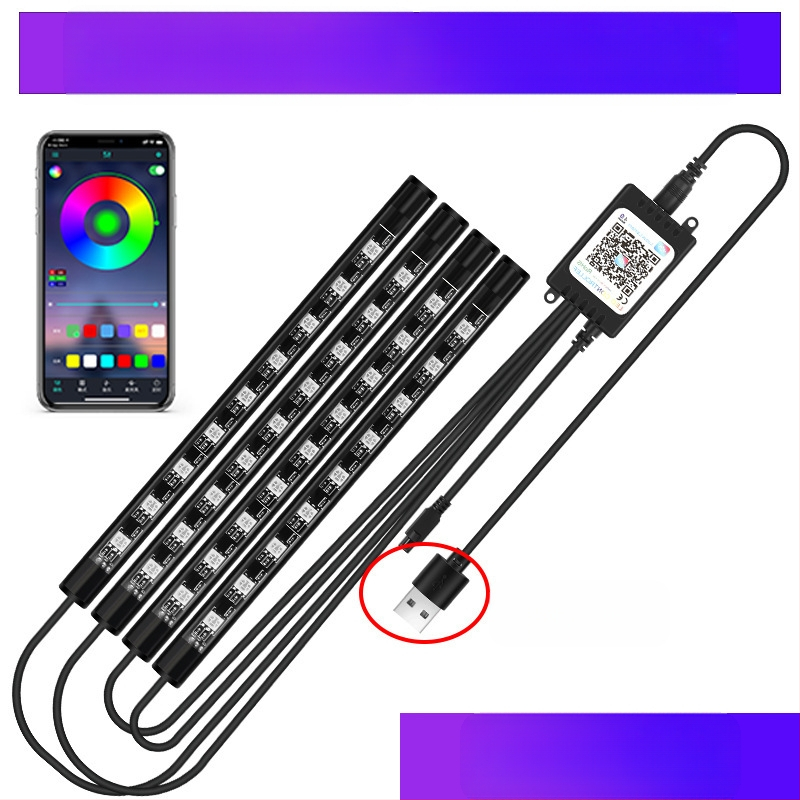 Auto esitule auto salongi modifikatsioonideta LED värviline gaasilamp auto USB-tallaga salongilamp muusikarütmilamp