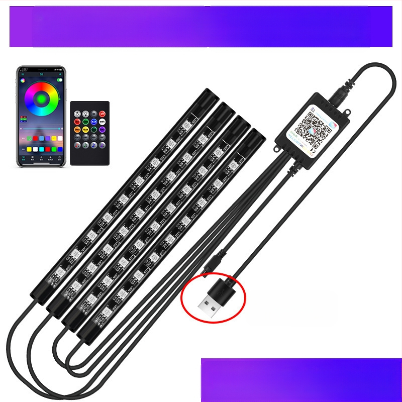 Auto esitule auto salongi modifikatsioonideta LED värviline gaasilamp auto USB-tallaga salongilamp muusikarütmilamp
