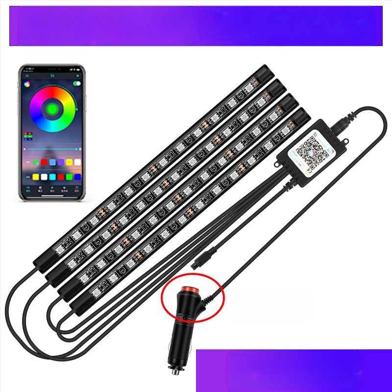 Auto esitule auto salongi modifikatsioonideta LED värviline gaasilamp auto USB-tallaga salongilamp muusikarütmilamp