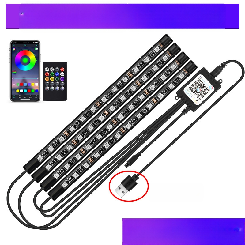 Auto esitule auto salongi modifikatsioonideta LED värviline gaasilamp auto USB-tallaga salongilamp muusikarütmilamp