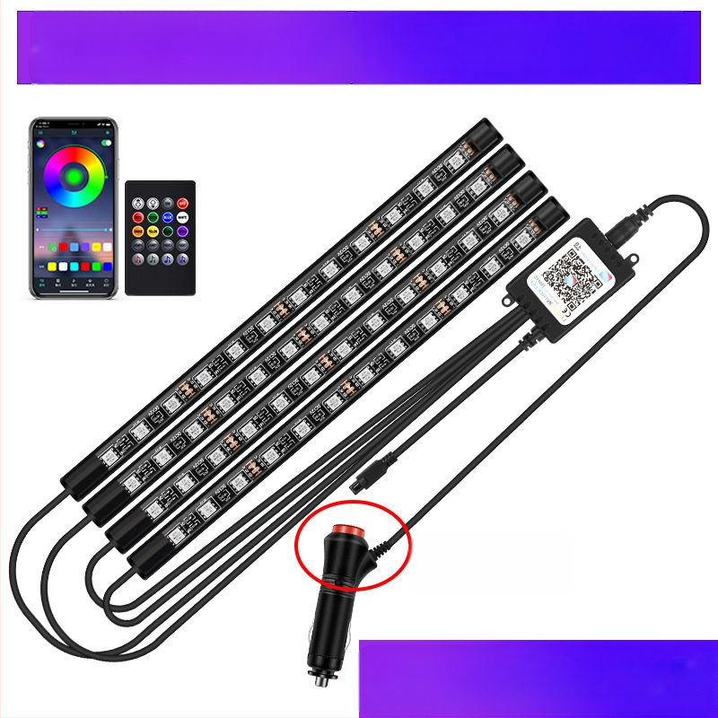 Auto esitule auto salongi modifikatsioonideta LED värviline gaasilamp auto USB-tallaga salongilamp muusikarütmilamp