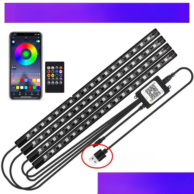 Auto esitule auto salongi modifikatsioonideta LED värviline gaasilamp auto USB-tallaga salongilamp muusikarütmilamp