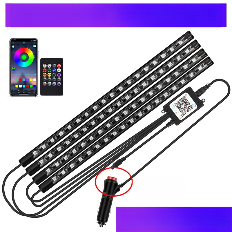 Auto esitule auto salongi modifikatsioonideta LED värviline gaasilamp auto USB-tallaga salongilamp muusikarütmilamp