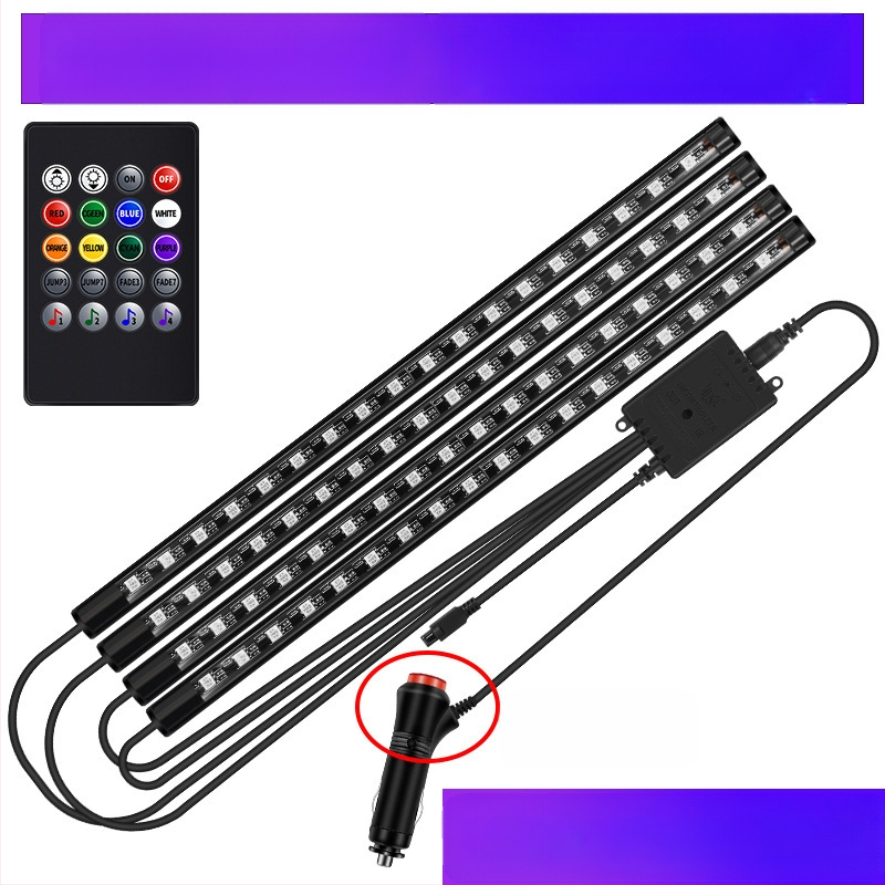 Auto esitule auto salongi modifikatsioonideta LED värviline gaasilamp auto USB-tallaga salongilamp muusikarütmilamp