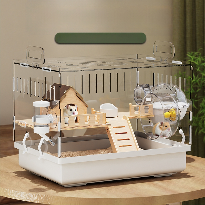 Клетка за хамстери "Златна мечка", специална акрилна голяма прозрачна луксозна вила, кутия за разплод, играчки, евтин комплект