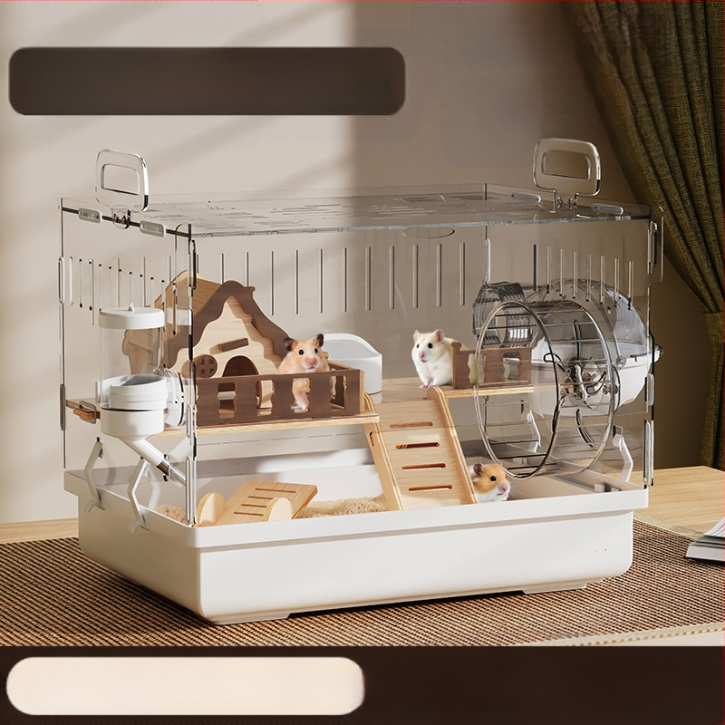 Клетка за хамстери "Златна мечка", специална акрилна голяма прозрачна луксозна вила, кутия за разплод, играчки, евтин комплект
