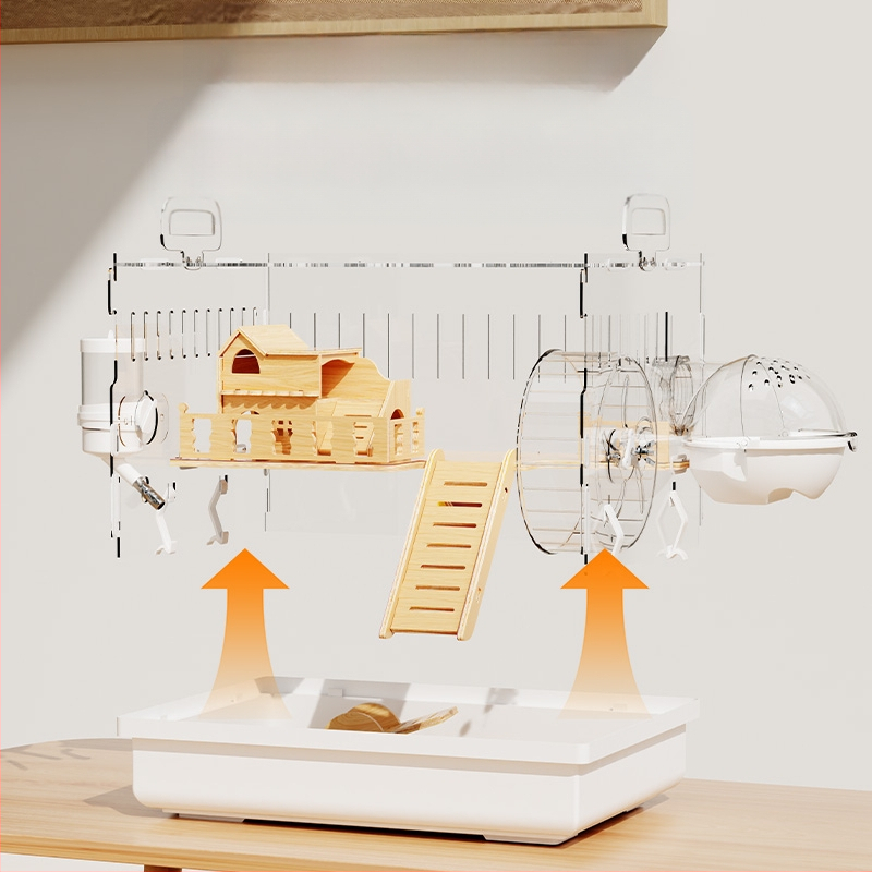 Клетка за хамстери "Златна мечка", специална акрилна голяма прозрачна луксозна вила, кутия за разплод, играчки, евтин комплект