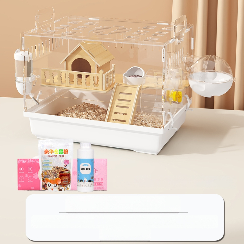 Клетка за хамстери "Златна мечка", специална акрилна голяма прозрачна луксозна вила, кутия за разплод, играчки, евтин комплект