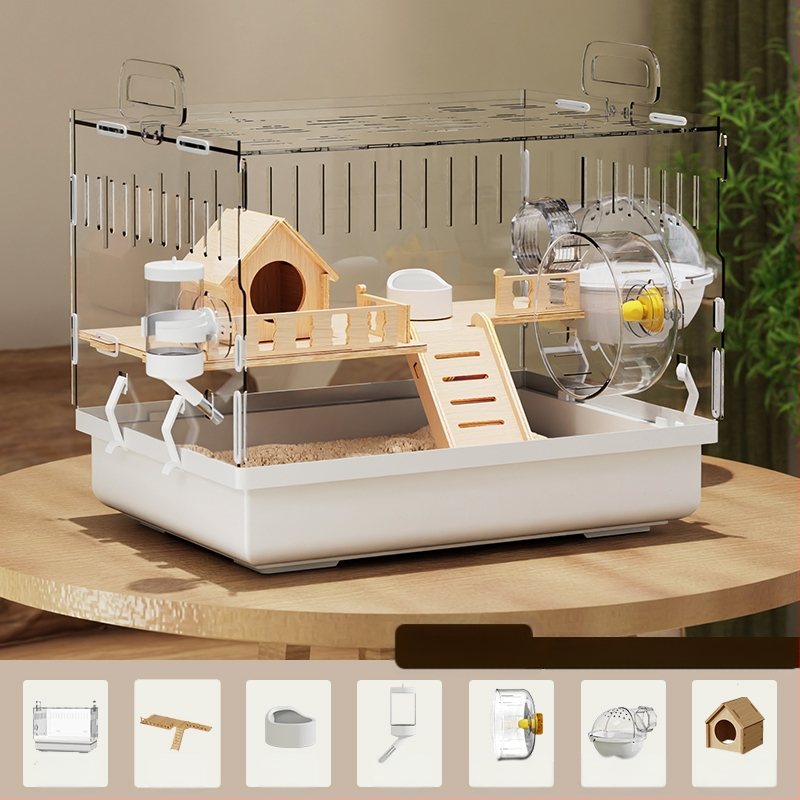 Клетка за хамстери "Златна мечка", специална акрилна голяма прозрачна луксозна вила, кутия за разплод, играчки, евтин комплект