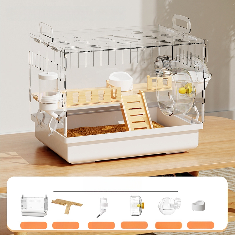 Клетка за хамстери "Златна мечка", специална акрилна голяма прозрачна луксозна вила, кутия за разплод, играчки, евтин комплект