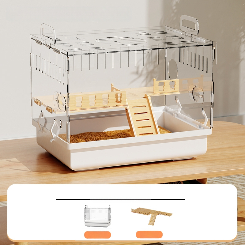 Клетка за хамстери "Златна мечка", специална акрилна голяма прозрачна луксозна вила, кутия за разплод, играчки, евтин комплект