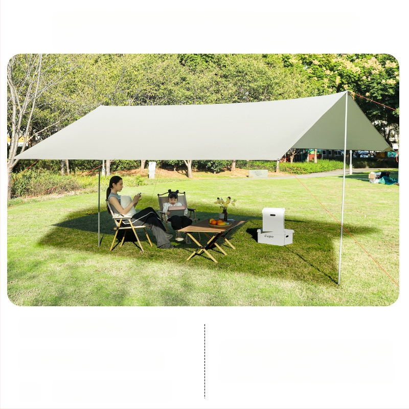 Melna gumijas nojume āra telts saules aizsargs saules aizsarga audums sabiezināts lietus necaurlaidīgs Oksfordas audums kempingam 6-20 cilvēkiem daudzfunkcionāls nojumes audums