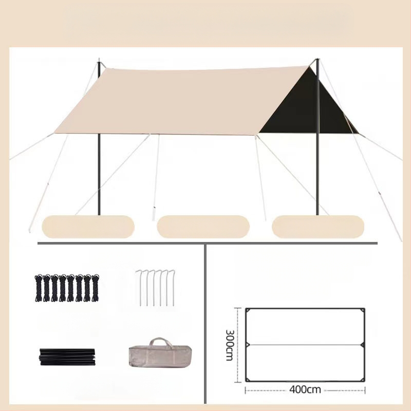 Melna gumijas nojume āra telts saules aizsargs saules aizsarga audums sabiezināts lietus necaurlaidīgs Oksfordas audums kempingam 6-20 cilvēkiem daudzfunkcionāls nojumes audums