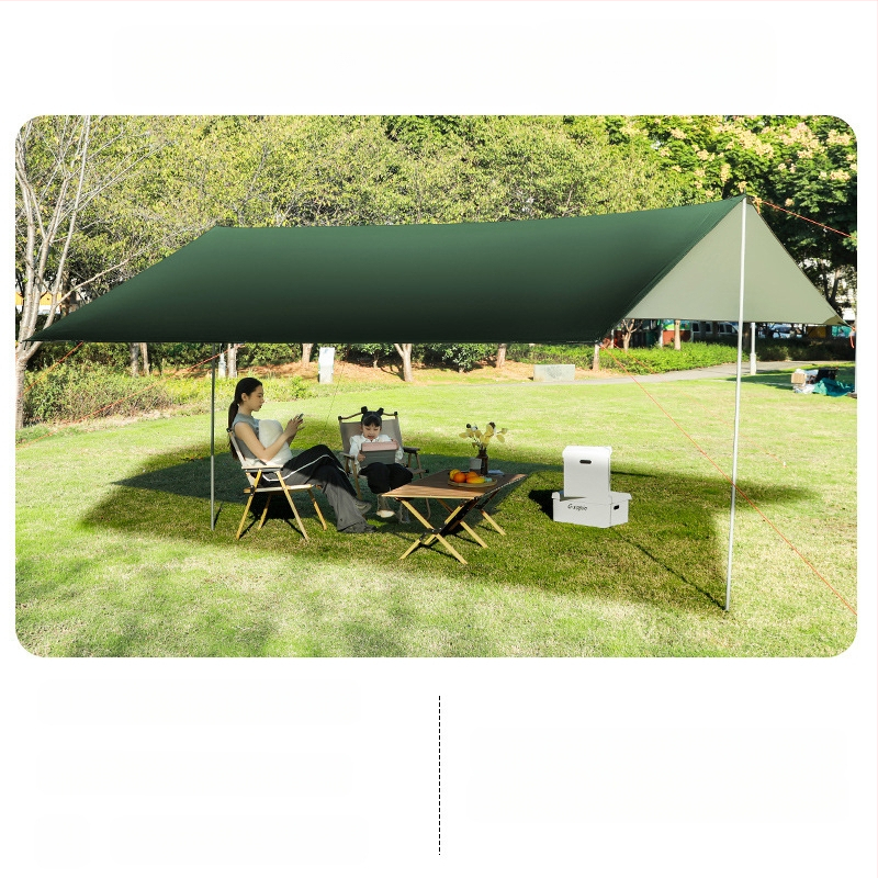 Melna gumijas nojume āra telts saules aizsargs saules aizsarga audums sabiezināts lietus necaurlaidīgs Oksfordas audums kempingam 6-20 cilvēkiem daudzfunkcionāls nojumes audums