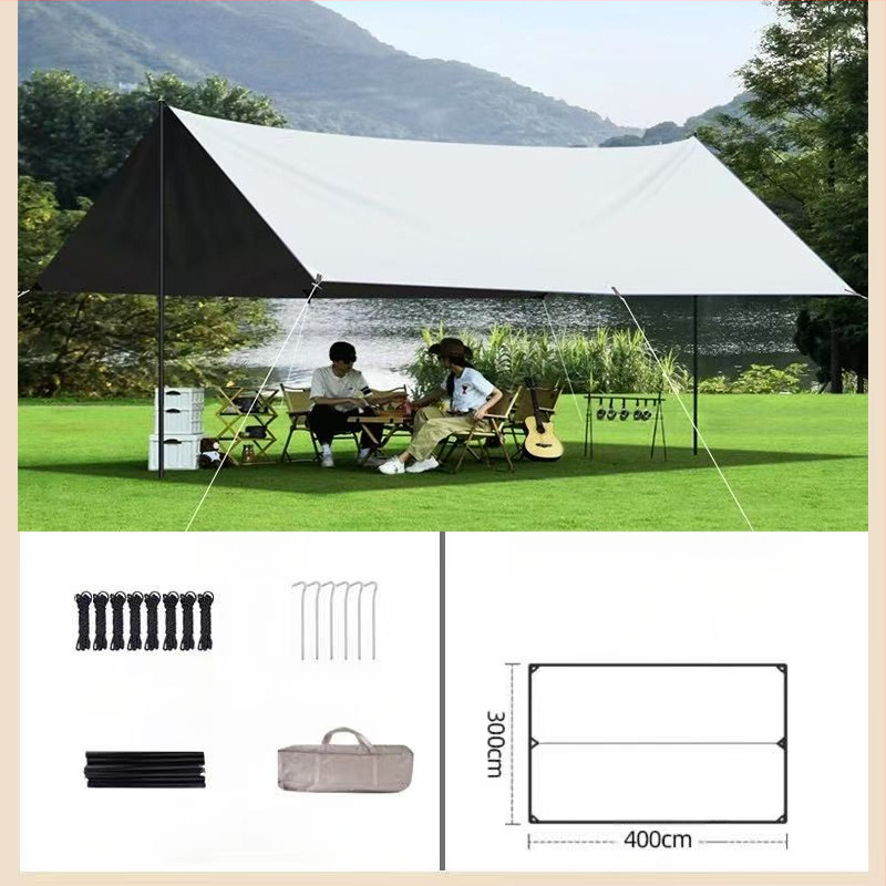Melna gumijas nojume āra telts saules aizsargs saules aizsarga audums sabiezināts lietus necaurlaidīgs Oksfordas audums kempingam 6-20 cilvēkiem daudzfunkcionāls nojumes audums