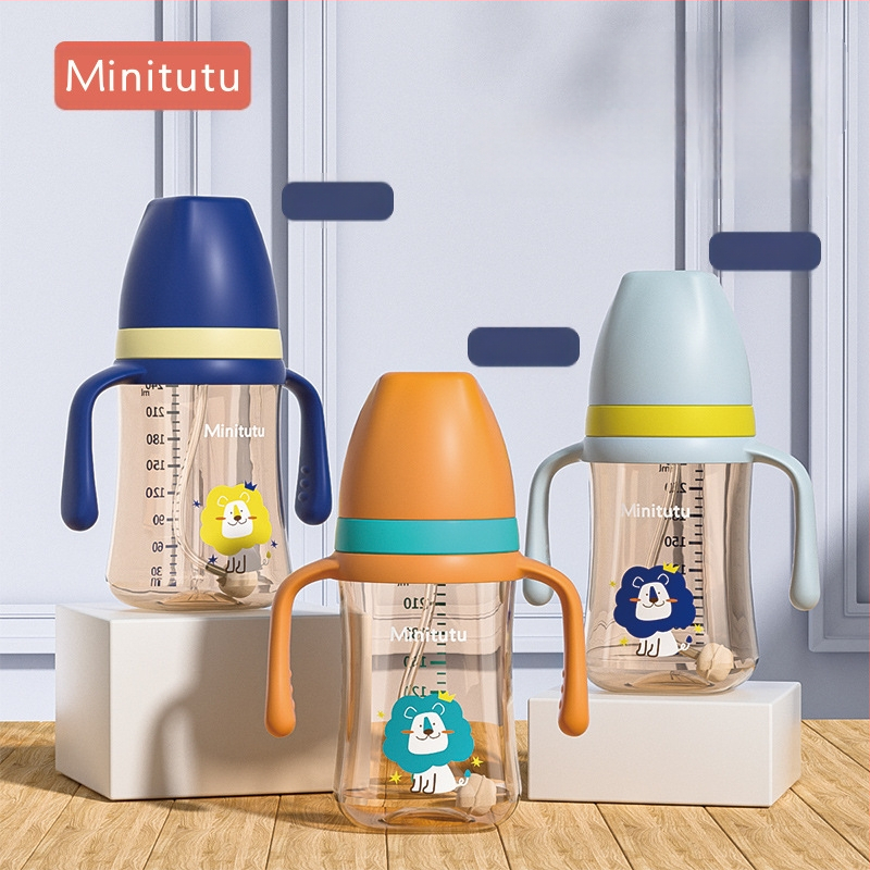 Minitutu nano värvi laia suuga PP tass kolme lonksupudeli nibu imemissuu pardilindiga beebi 300