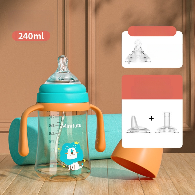 Minitutu nano värvi laia suuga PP tass kolme lonksupudeli nibu imemissuu pardilindiga beebi 300