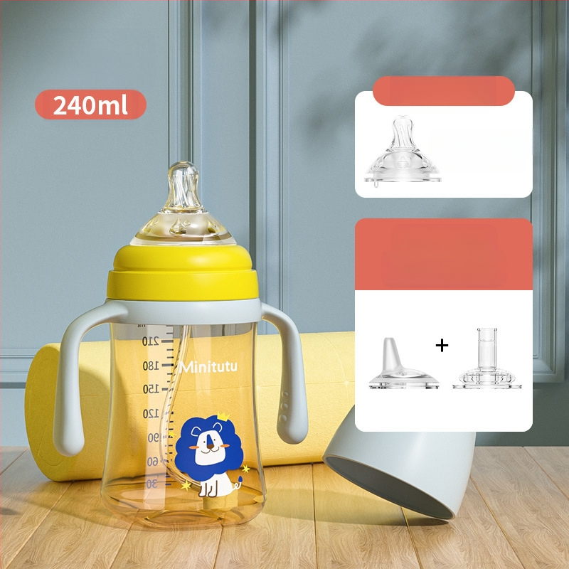 Minitutu nano värvi laia suuga PP tass kolme lonksupudeli nibu imemissuu pardilindiga beebi 300