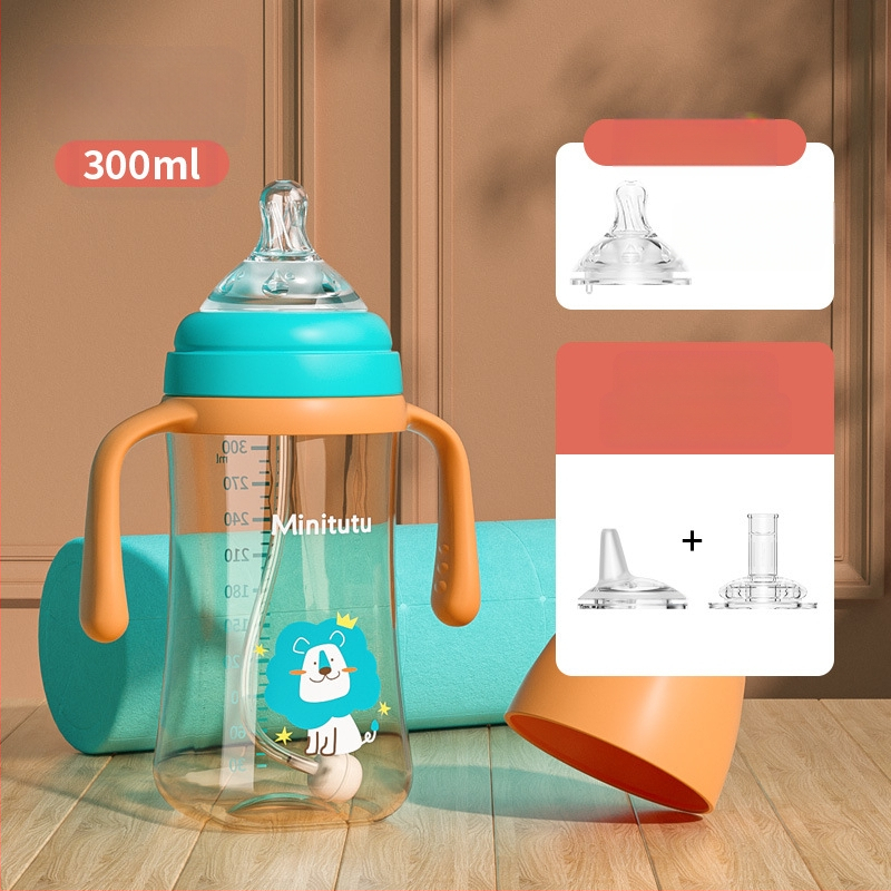 Minitutu nano värvi laia suuga PP tass kolme lonksupudeli nibu imemissuu pardilindiga beebi 300