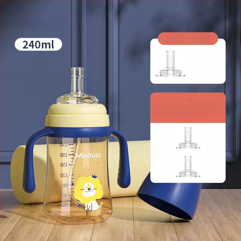 Minitutu nano värvi laia suuga PP tass kolme lonksupudeli nibu imemissuu pardilindiga beebi 300