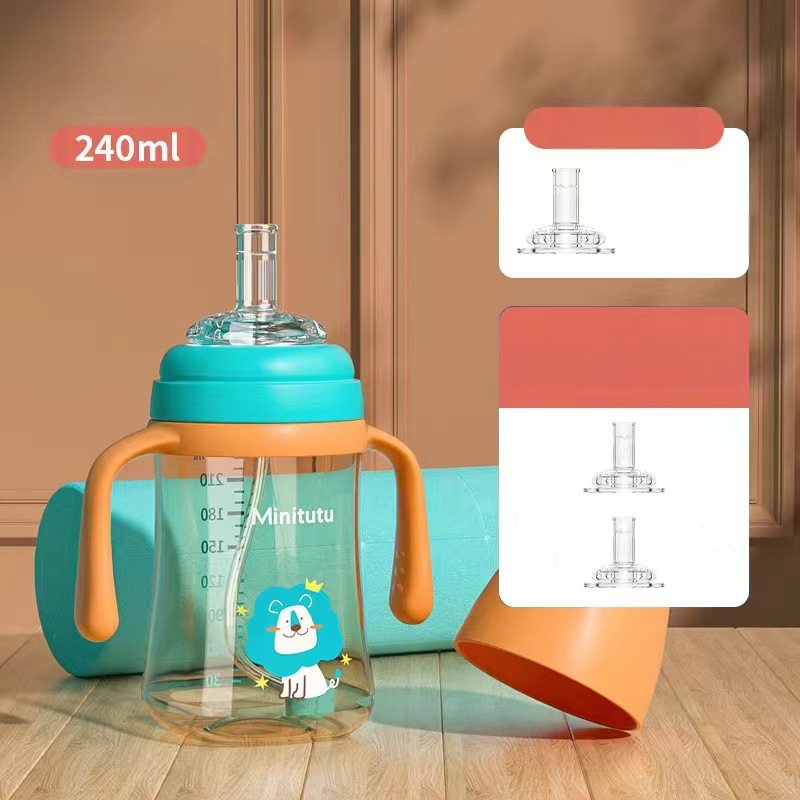 Minitutu nano värvi laia suuga PP tass kolme lonksupudeli nibu imemissuu pardilindiga beebi 300