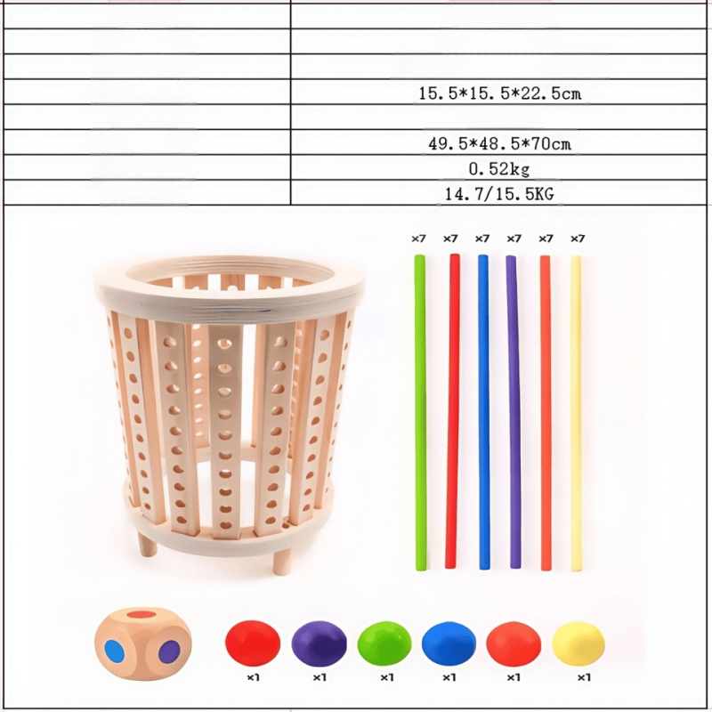 Piiriülene laste puidust pulgamäng beebidele, hariv täringumäng, värviline lapsevanema ja lapse interaktiivne matemaatika, Montessori puidust mänguasjad