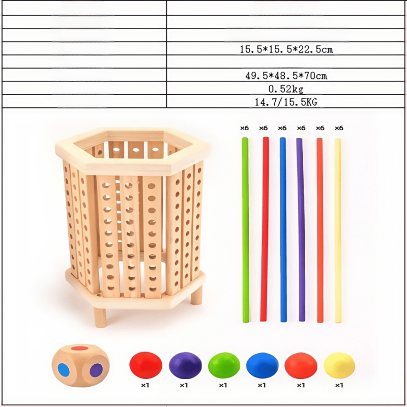 Piiriülene laste puidust pulgamäng beebidele, hariv täringumäng, värviline lapsevanema ja lapse interaktiivne matemaatika, Montessori puidust mänguasjad