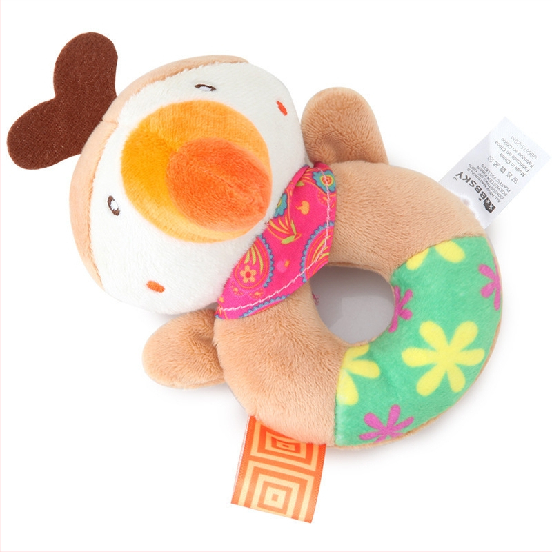 Bbsky mielas animacinių filmukų gyvūnų rankinis barškutis apvalus kūdikio rankinis barškutis pliušinis žaislas sensoriniam lavinimui