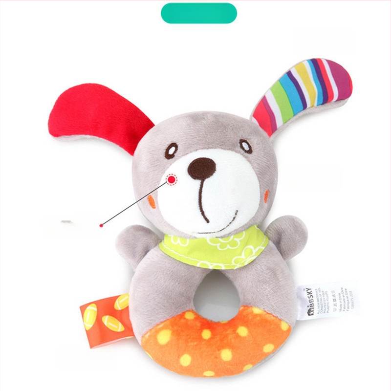 Bbsky mielas animacinių filmukų gyvūnų rankinis barškutis apvalus kūdikio rankinis barškutis pliušinis žaislas sensoriniam lavinimui