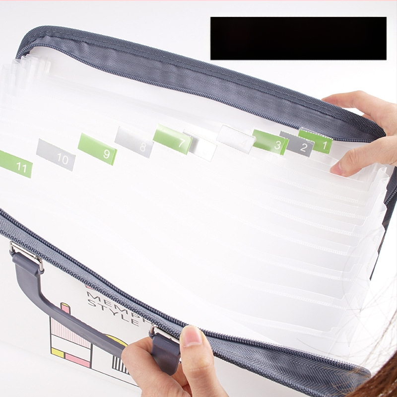 Armas õpilasele mõeldud käeshoitav testikirjaklamber, 13 ruuduga lukuga akordionikott, mahukas klassifitseerimise ja korraldamise kosmeetikakott